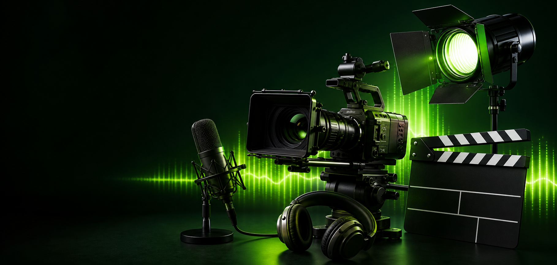 Produção audiovisual num estúdio criativo